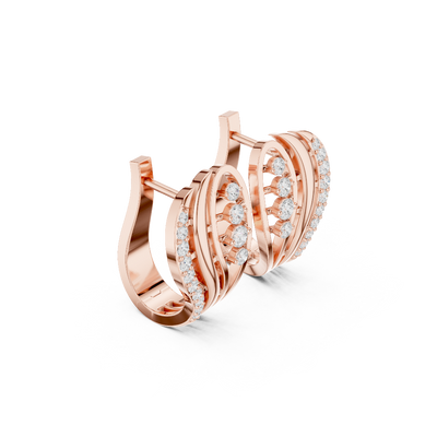 Side profile of the rose gold Ocean Drift diamond earrings