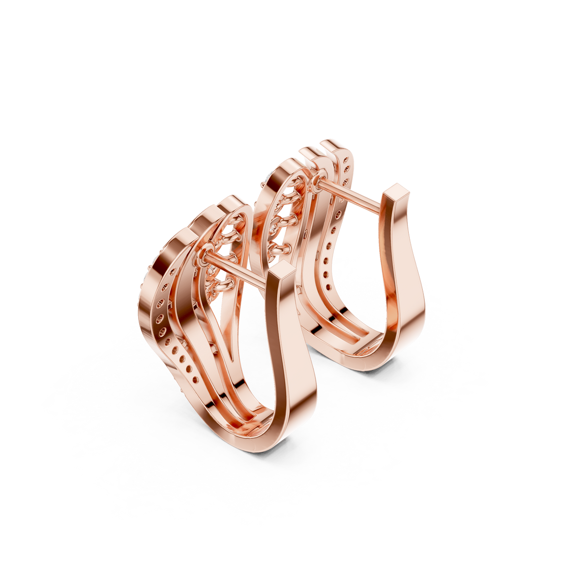 Diamond wave hoop earrings in gold by Signora Jewels