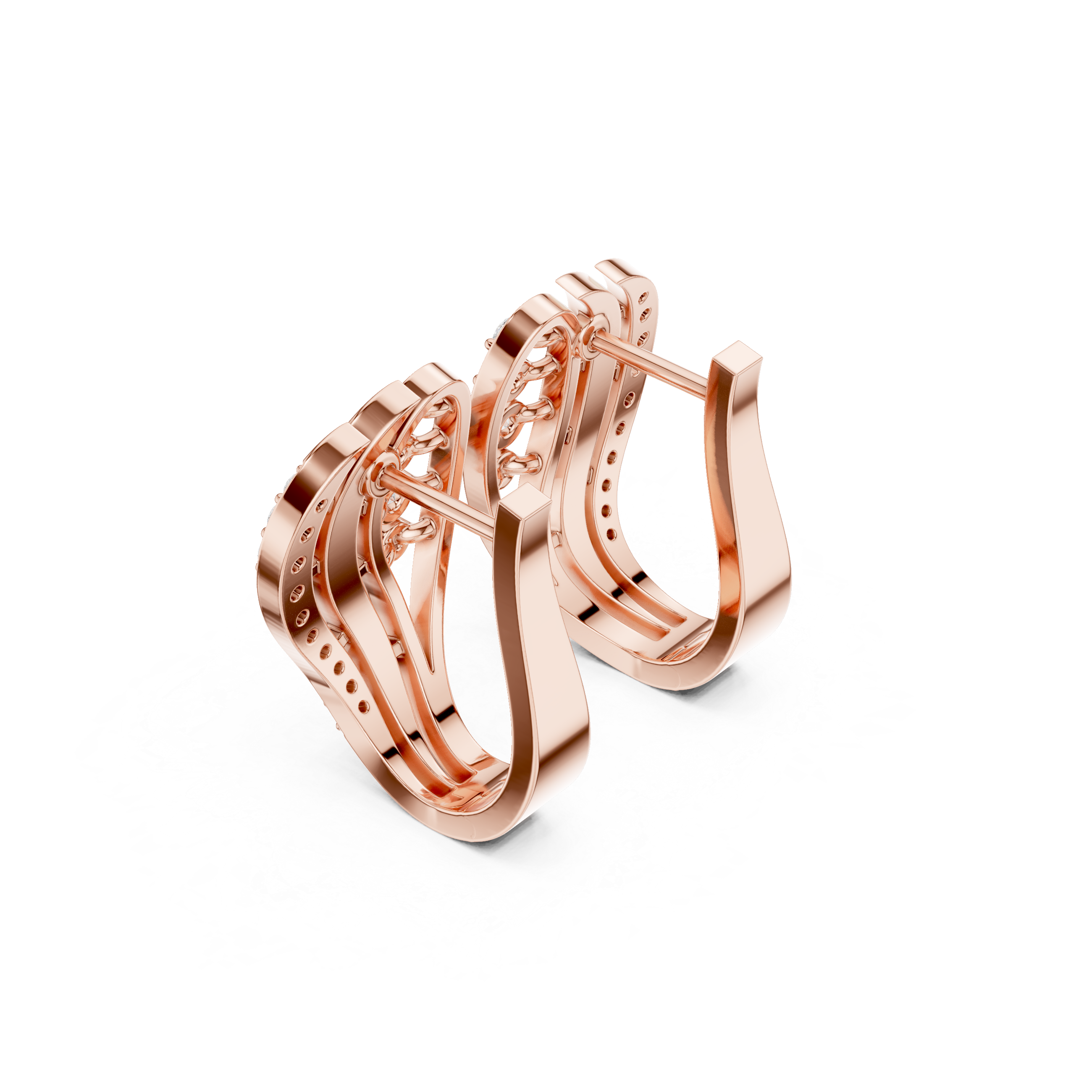 Diamond wave hoop earrings in gold by Signora Jewels
