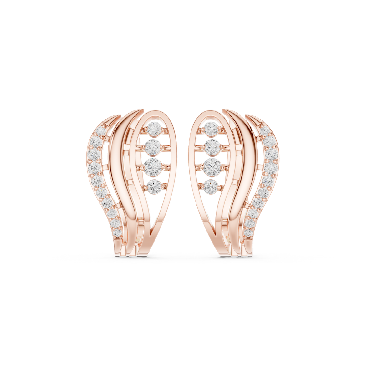 Diamond wave hoop earrings in gold by Signora Jewels