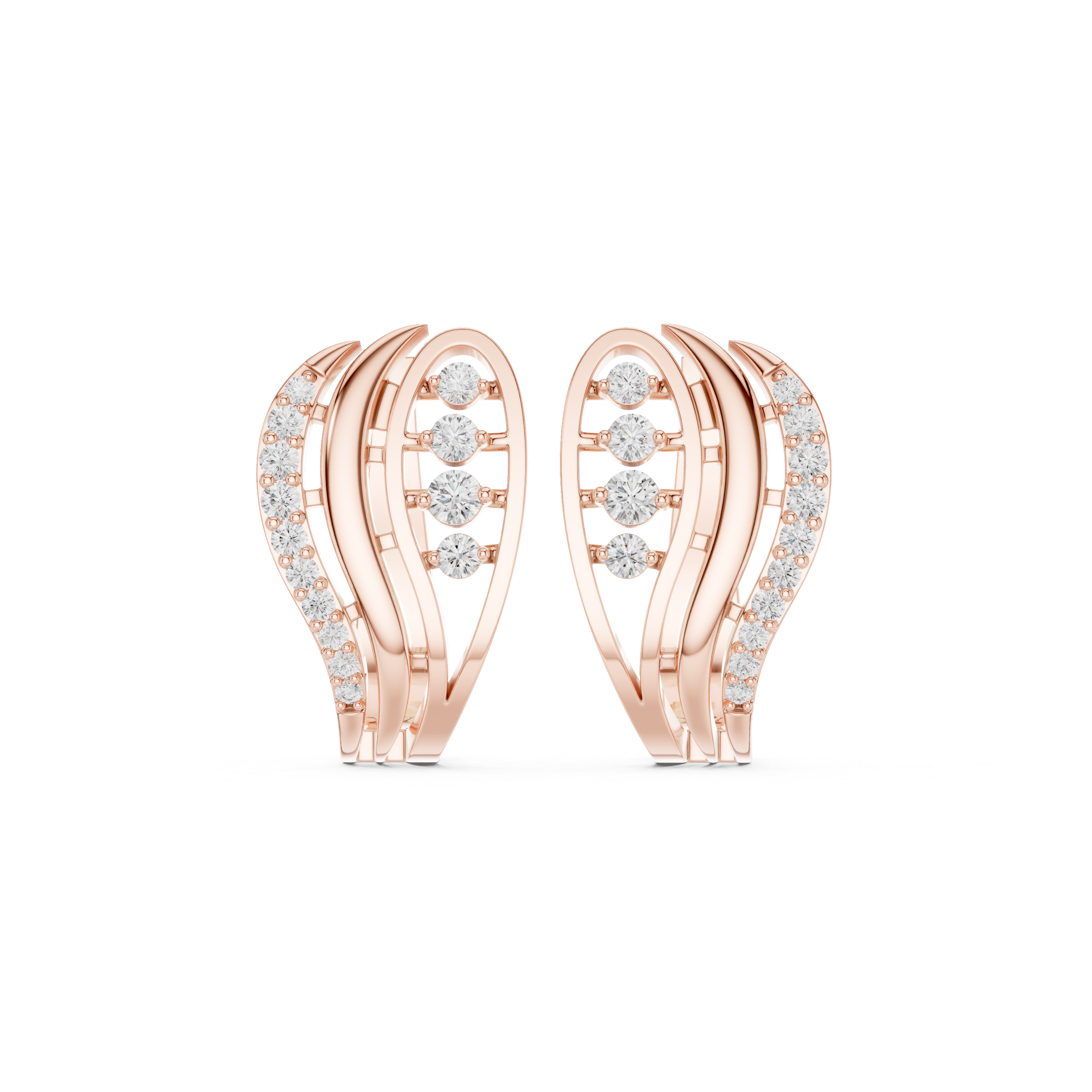 Diamond wave hoop earrings in gold by Signora Jewels