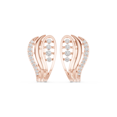 Diamond wave hoop earrings in gold by Signora Jewels