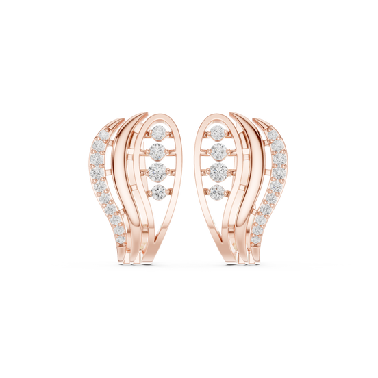 Diamond wave hoop earrings in gold by Signora Jewels