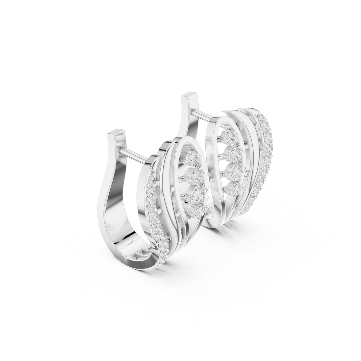 Diamond wave hoop earrings in gold by Signora Jewels