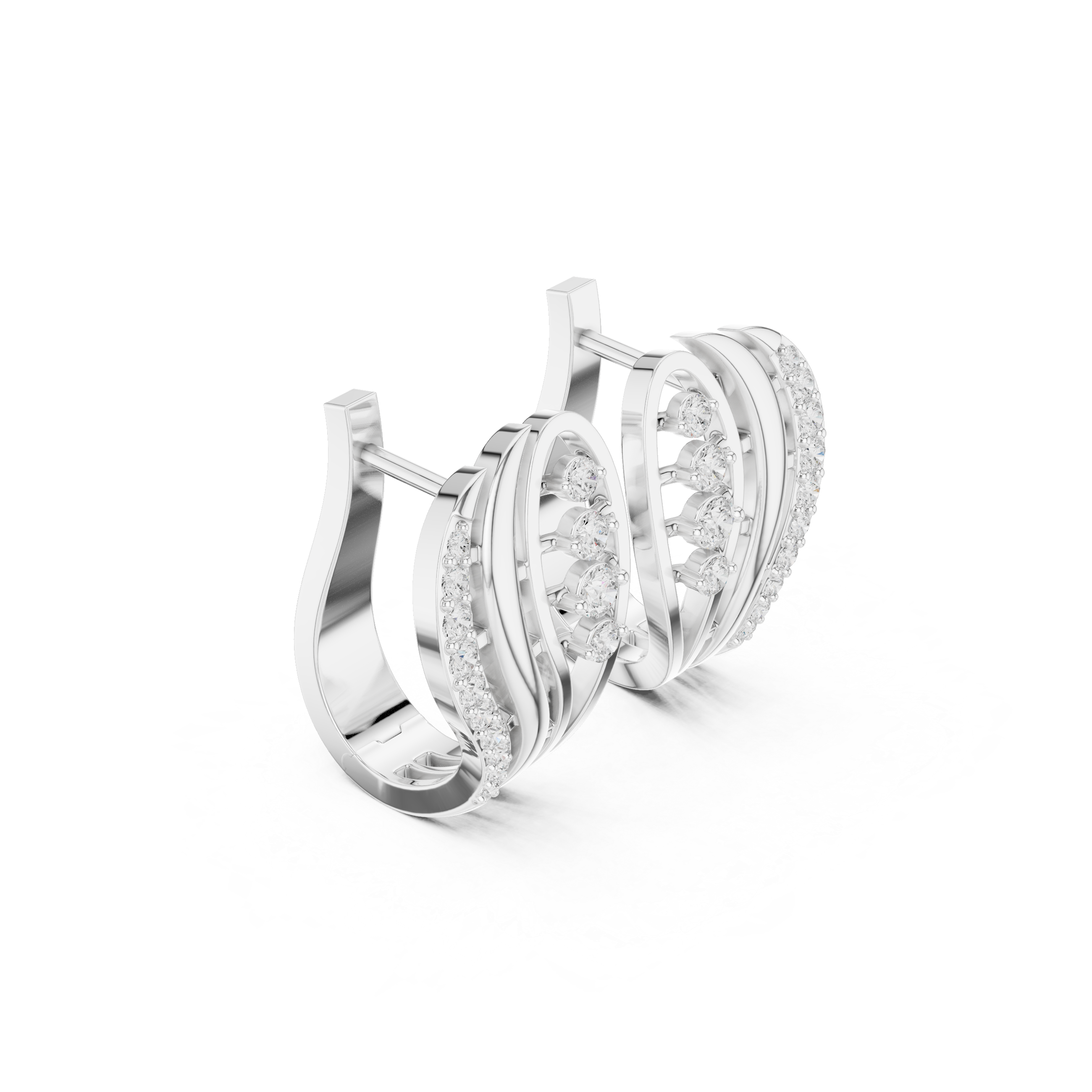 Diamond wave hoop earrings in gold by Signora Jewels