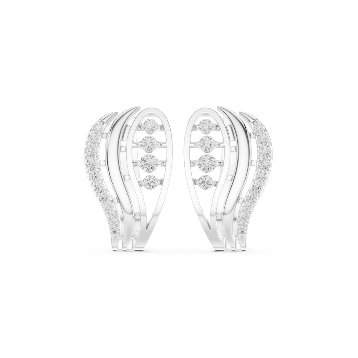 Diamond wave hoop earrings in gold by Signora Jewels