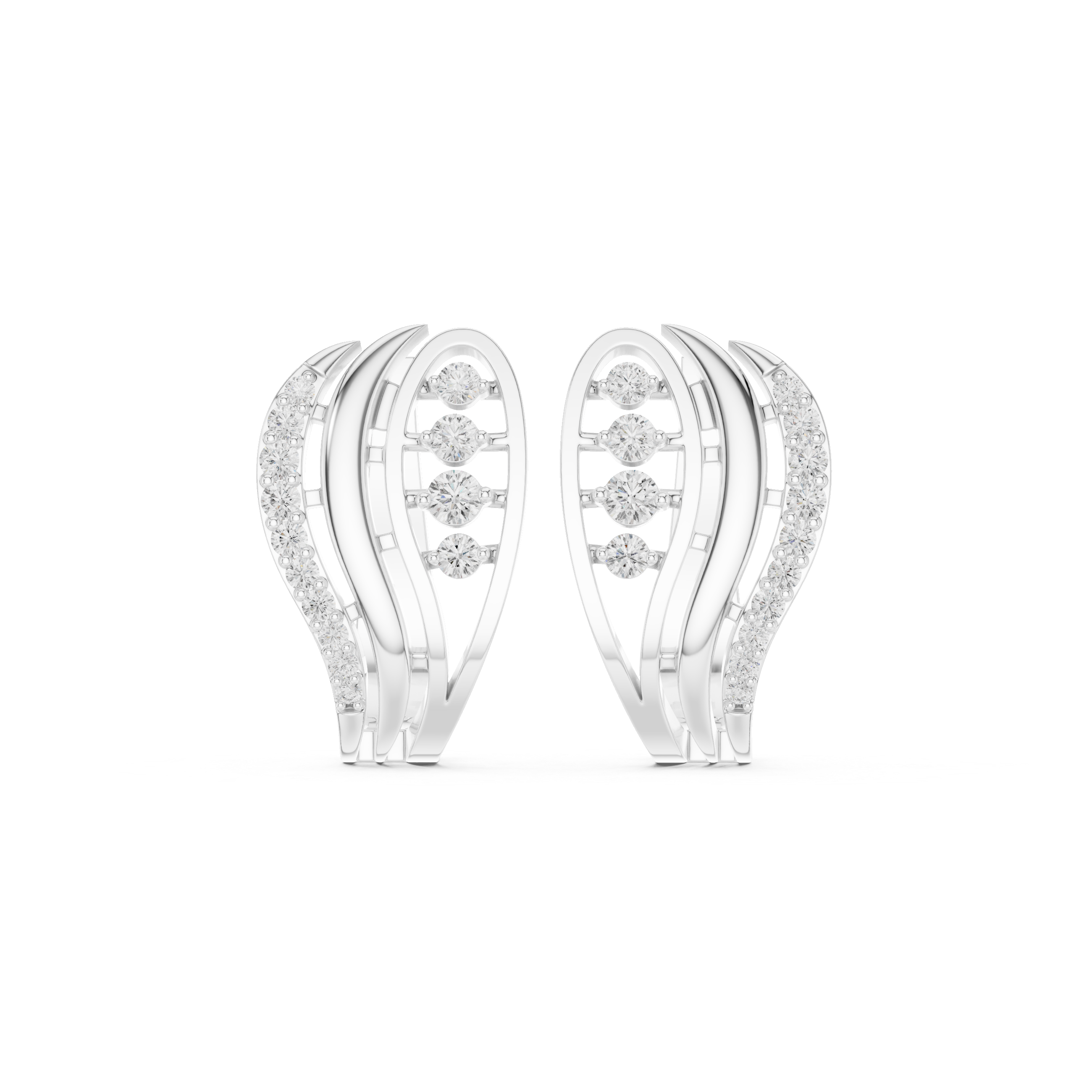 Diamond wave hoop earrings in gold by Signora Jewels