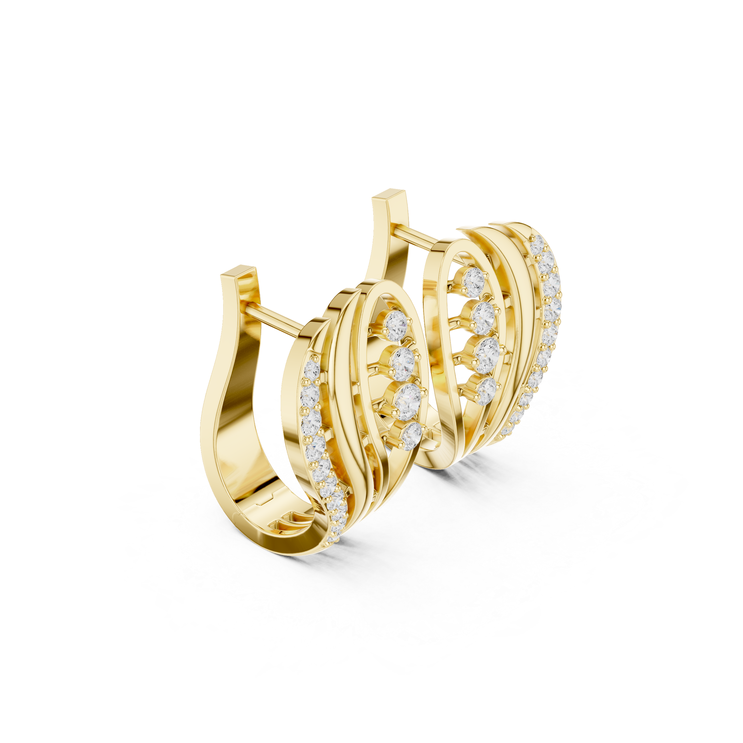 Diamond wave hoop earrings in gold by Signora Jewels
