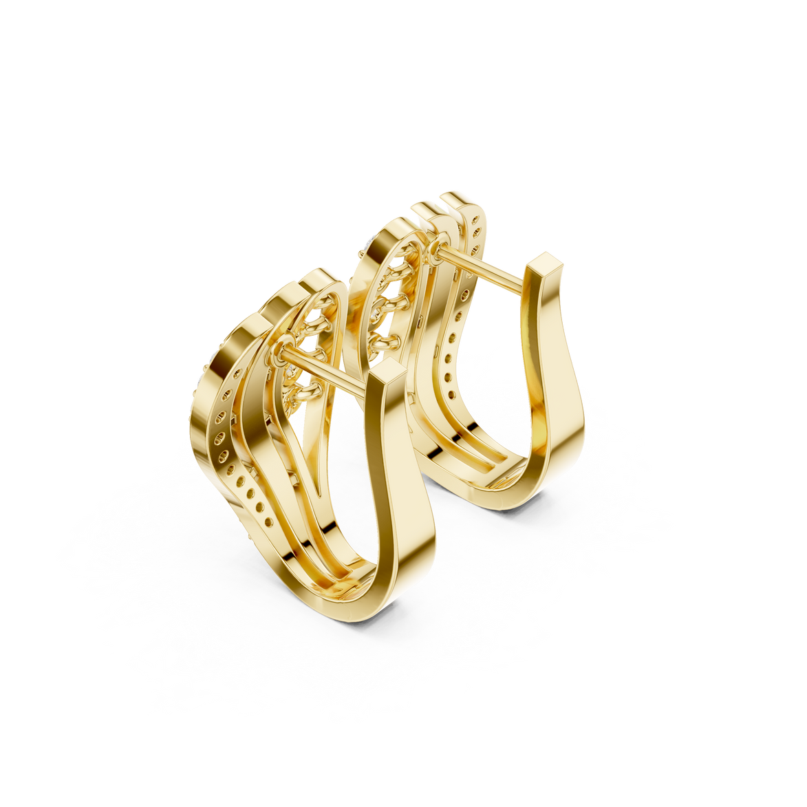 Diamond wave hoop earrings in gold by Signora Jewels