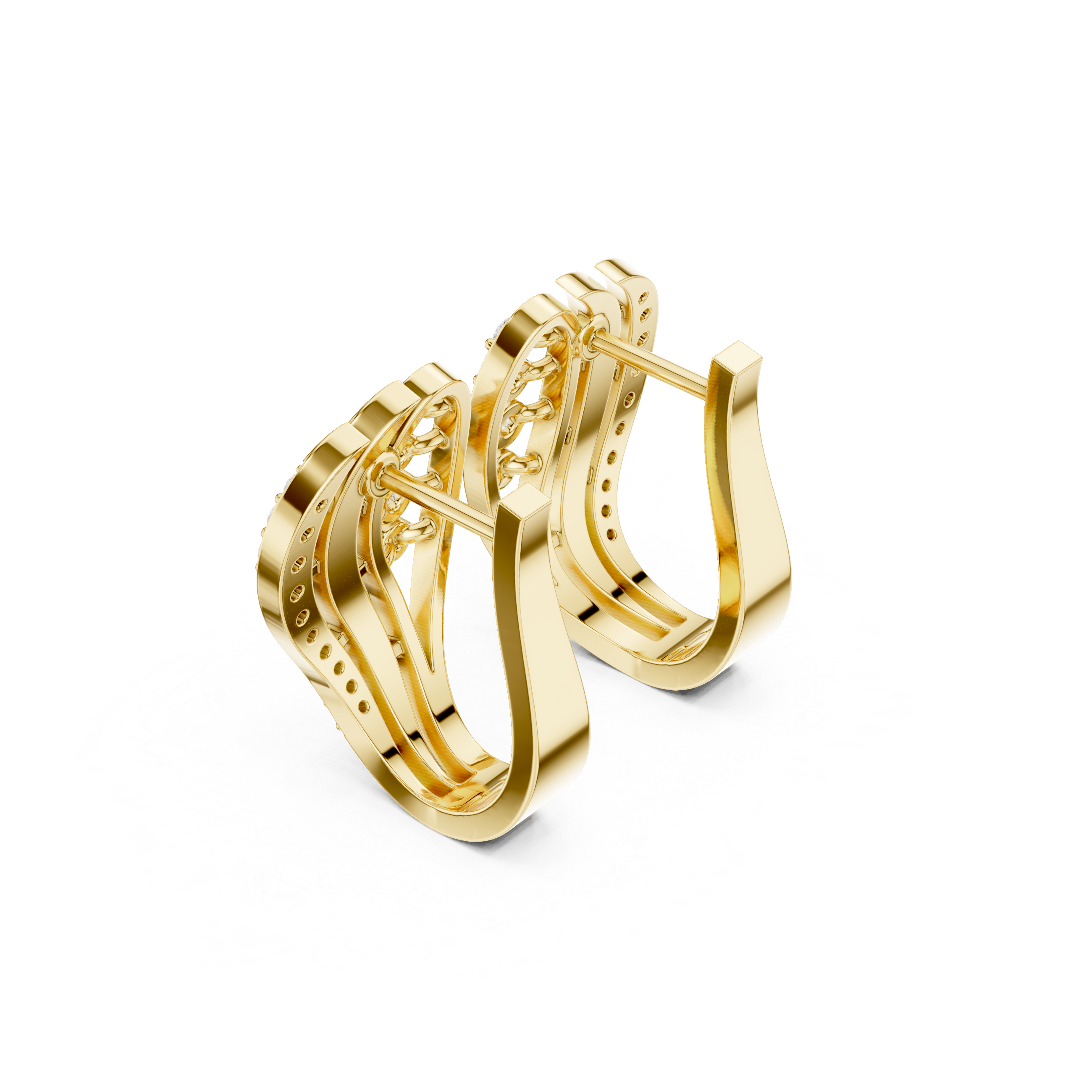 Diamond wave hoop earrings in gold by Signora Jewels