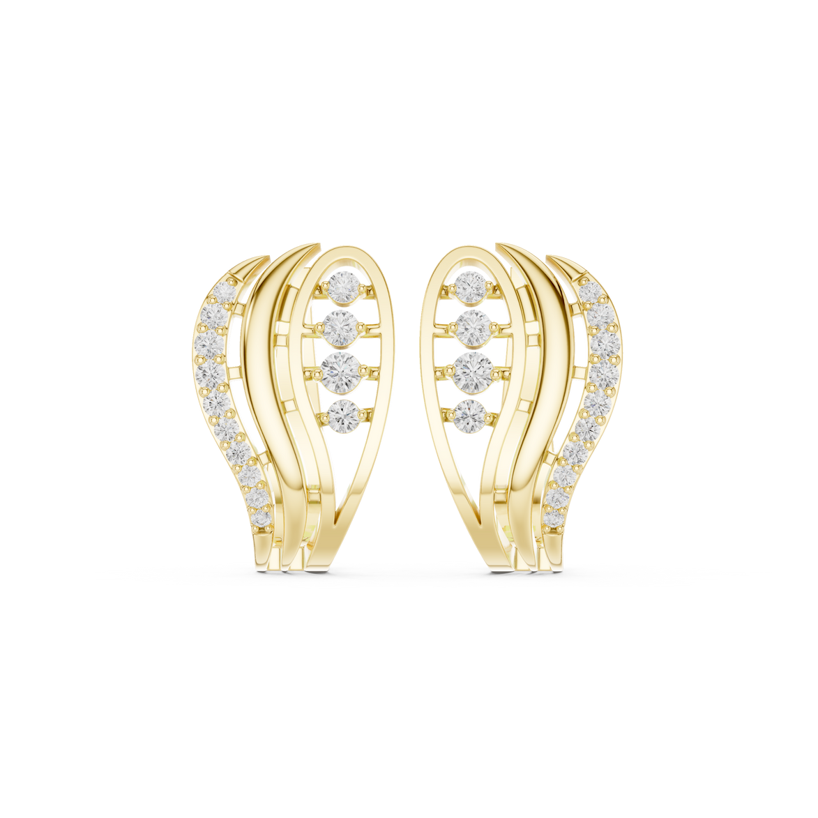 Diamond wave hoop earrings in gold by Signora Jewels