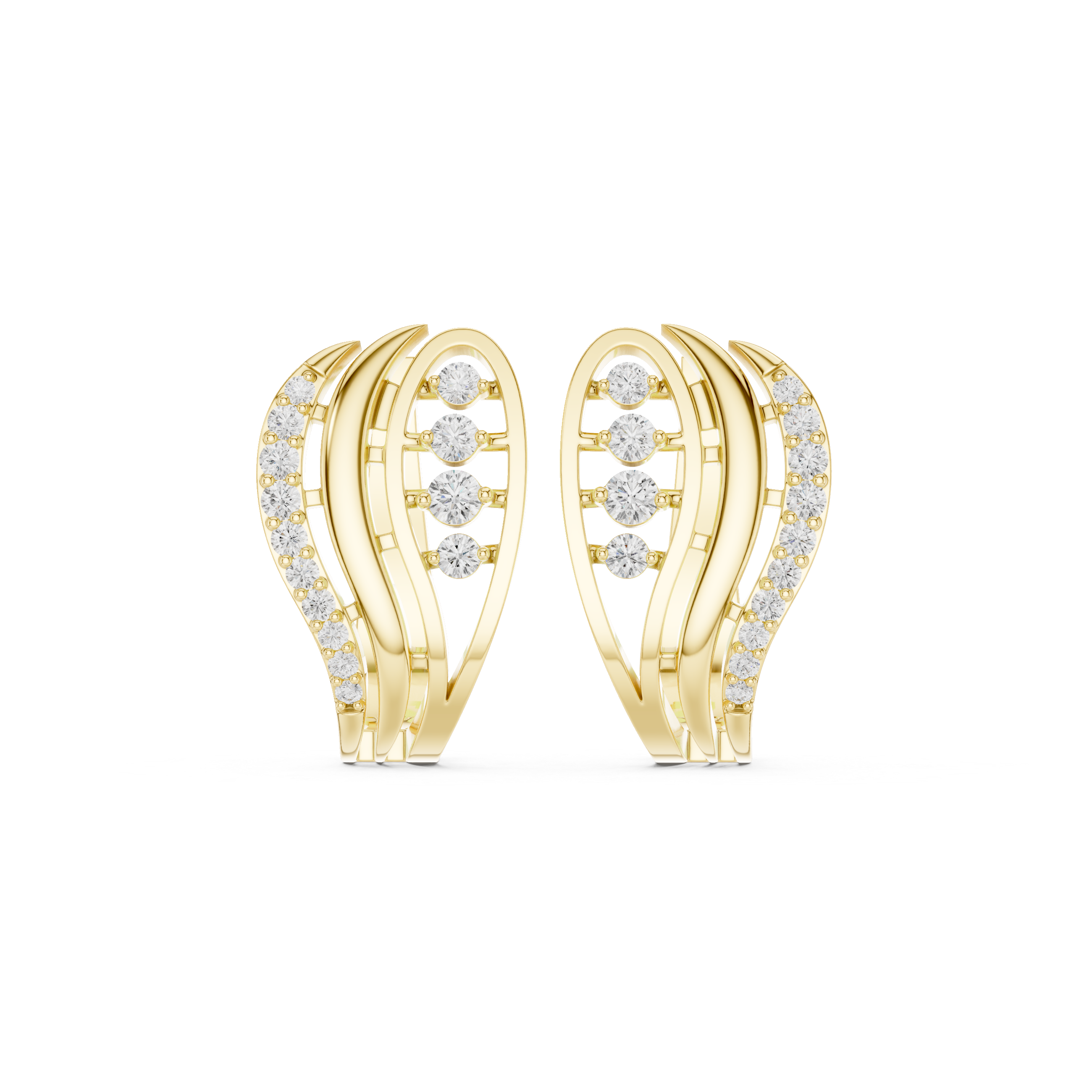 Diamond wave hoop earrings in gold by Signora Jewels