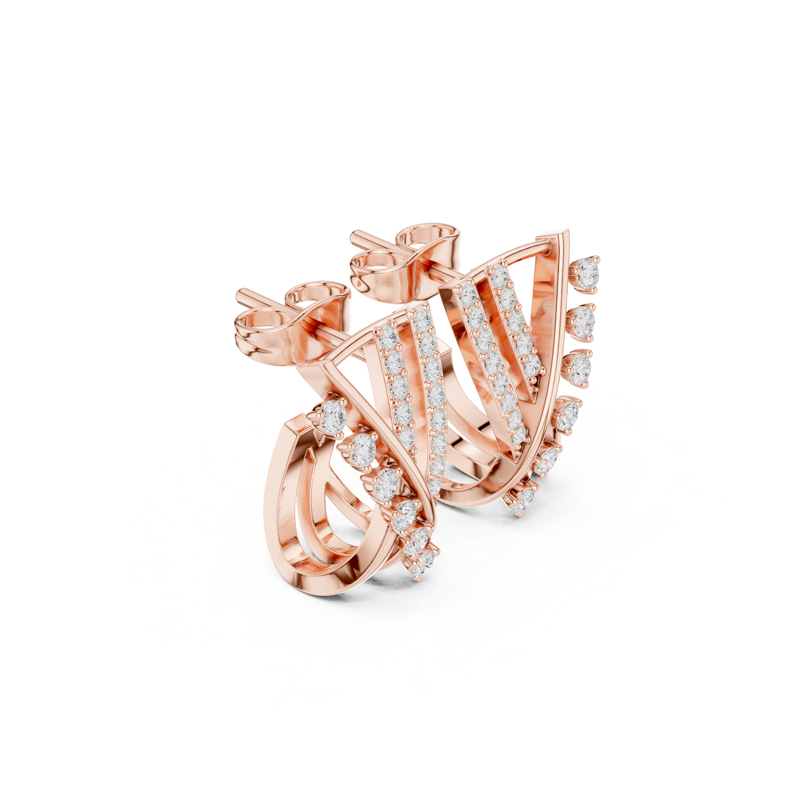 Diamond crossover hoop earrings in gold by Signora Jewels
