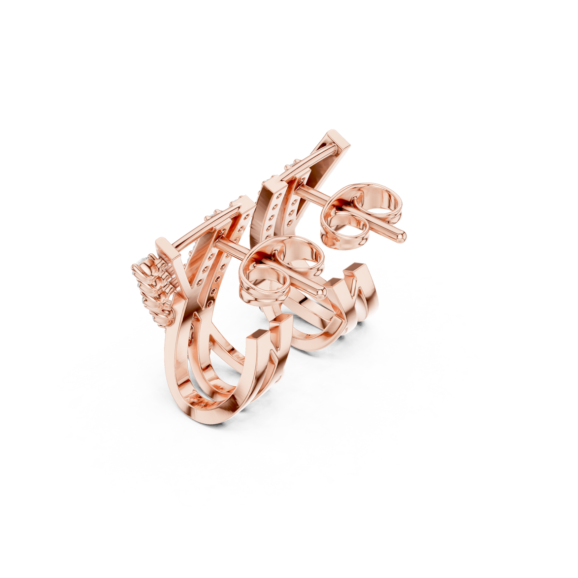 Diamond crossover hoop earrings in gold by Signora Jewels