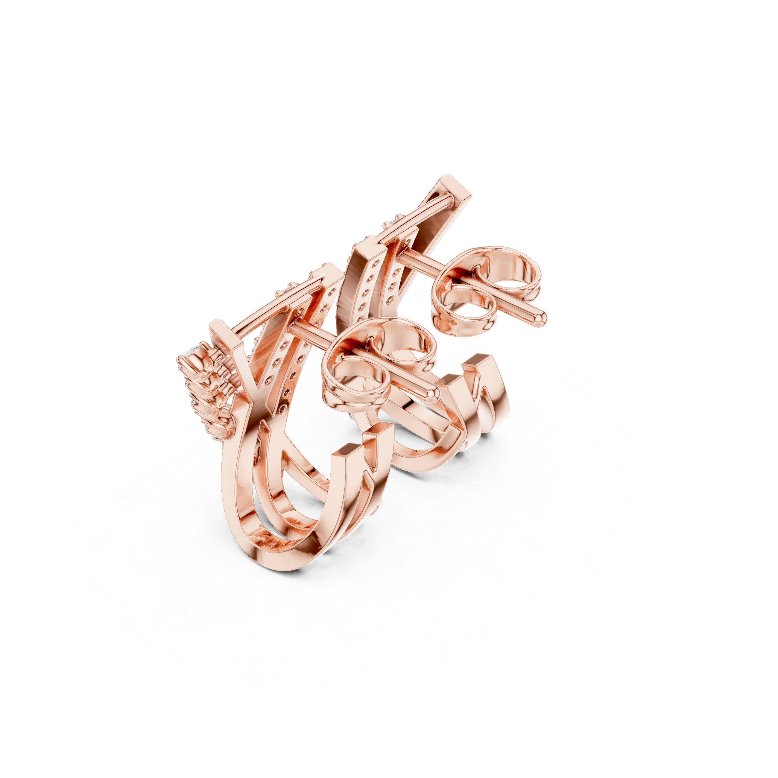 Diamond crossover hoop earrings in gold by Signora Jewels