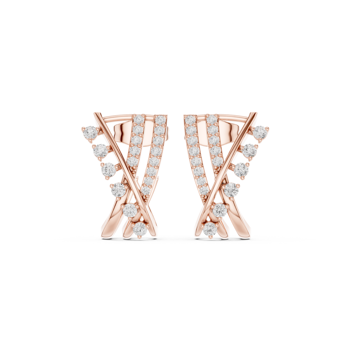 Diamond crossover hoop earrings in gold by Signora Jewels