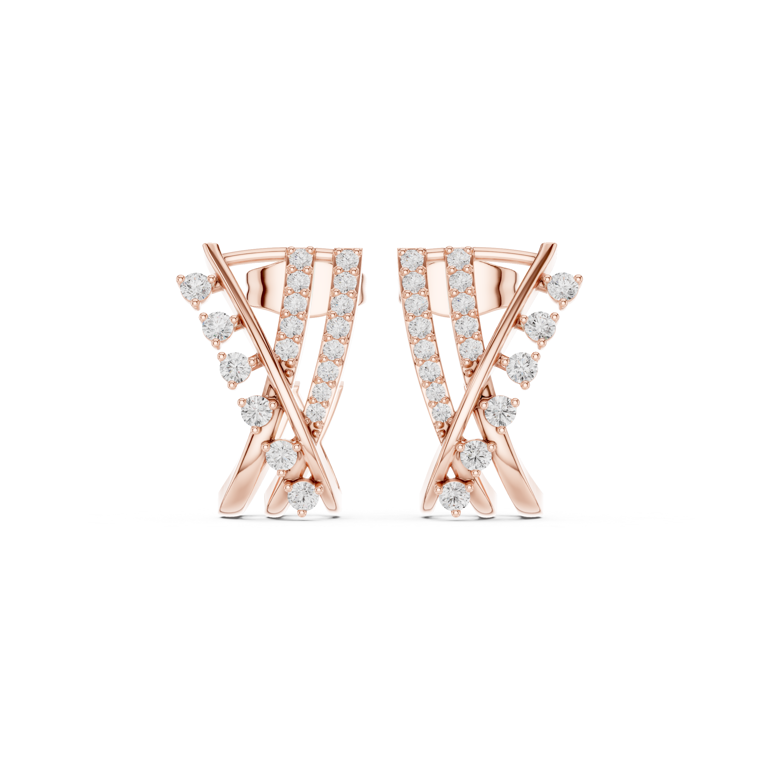 Diamond crossover hoop earrings in gold by Signora Jewels