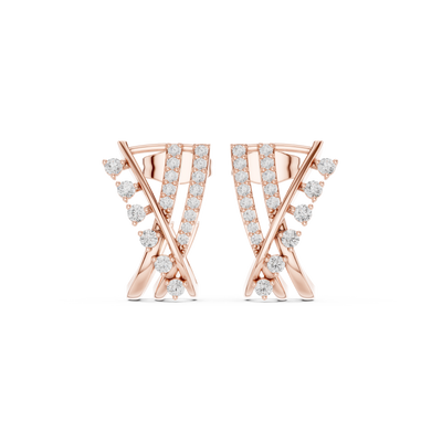 Diamond crossover hoop earrings in gold by Signora Jewels