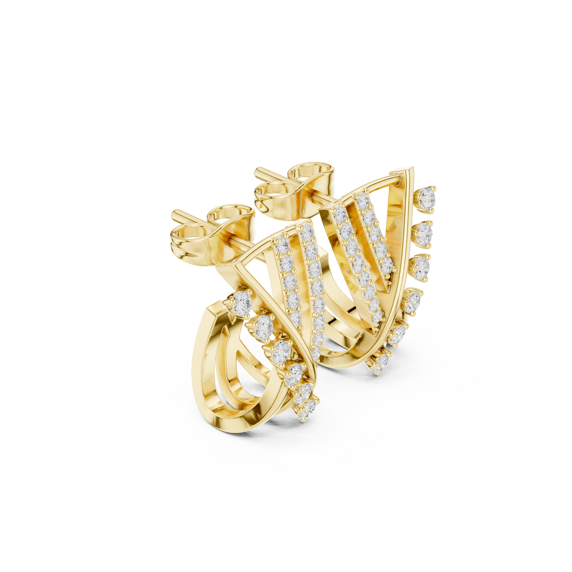 Diamond crossover hoop earrings in gold by Signora Jewels