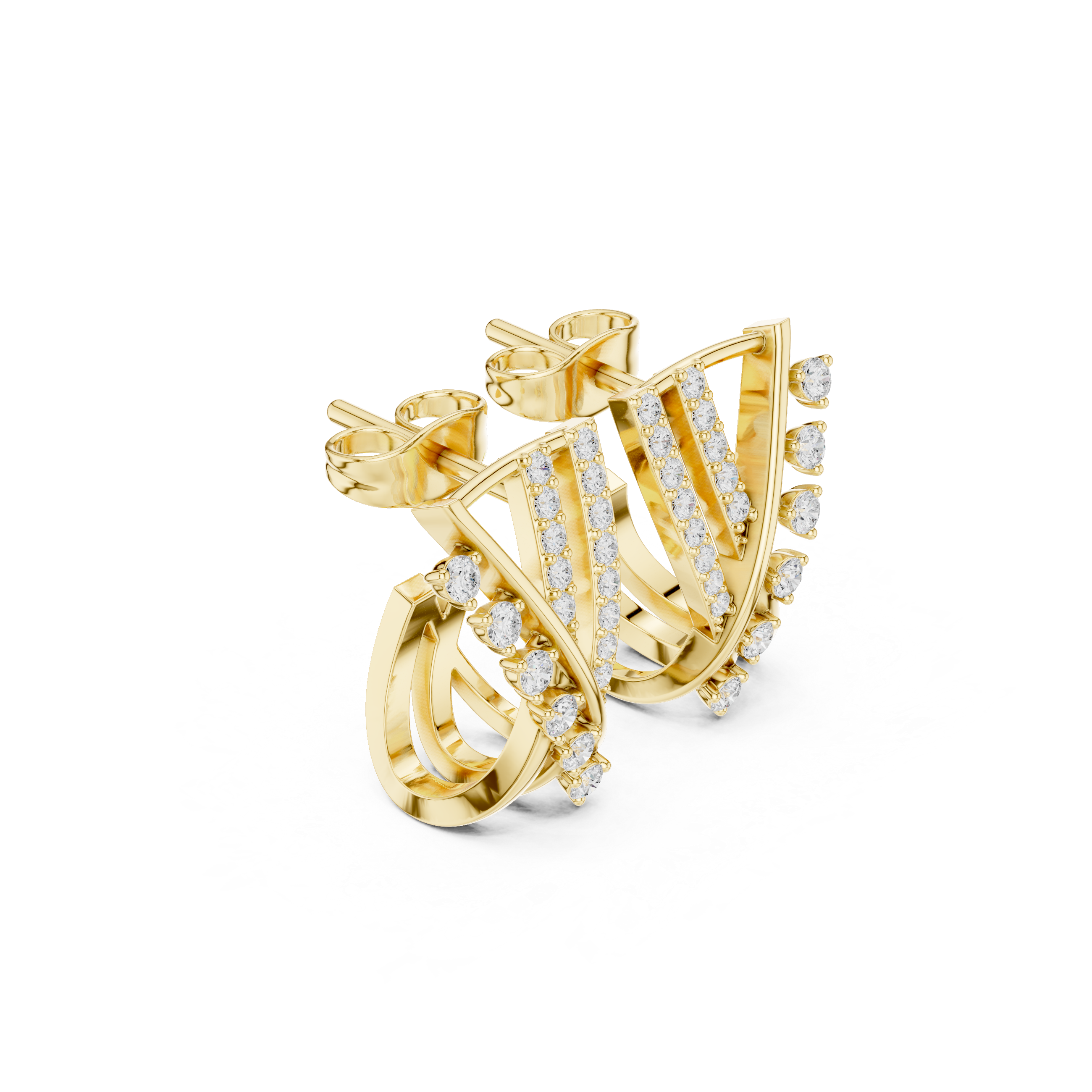 Diamond crossover hoop earrings in gold by Signora Jewels