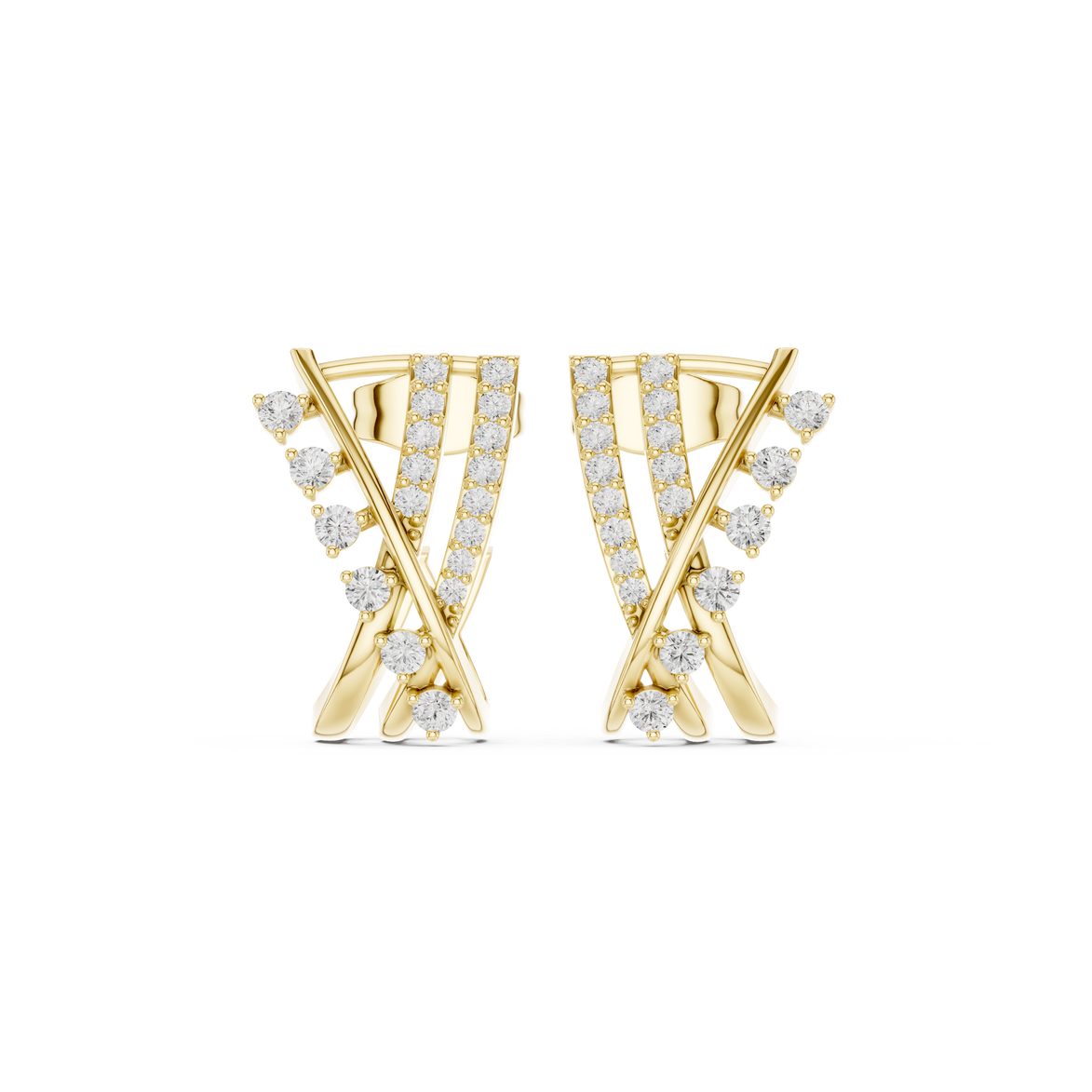 Diamond crossover hoop earrings in gold by Signora Jewels