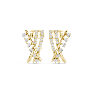 Front face of the yellow gold Celestial Crossroads stud earrings