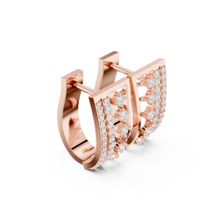 Side profile of the rose gold Radiant Cascade geometric earrings