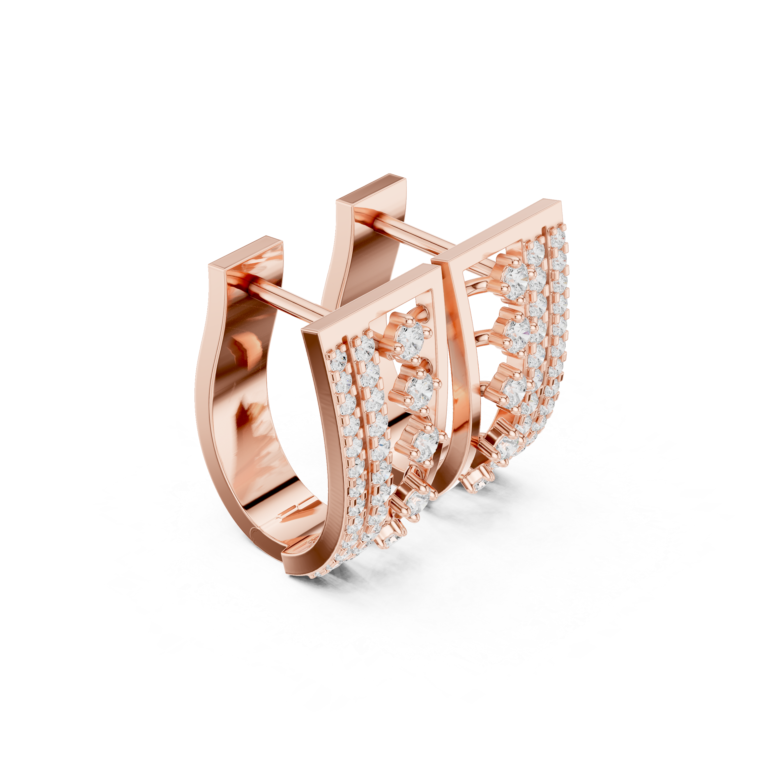 Diamond multi-row hoop earrings in gold by Signora Jewels