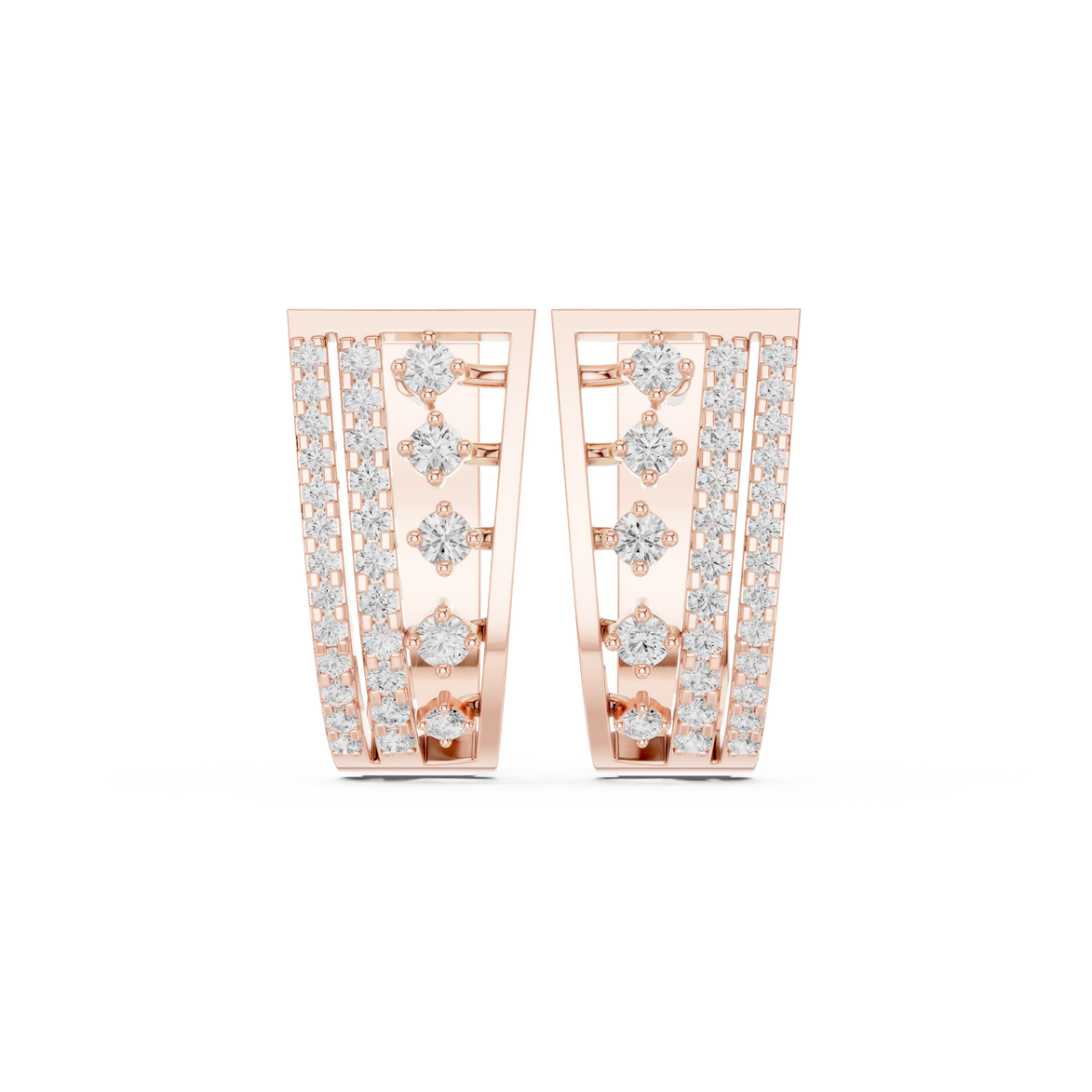 Diamond multi-row hoop earrings in gold by Signora Jewels