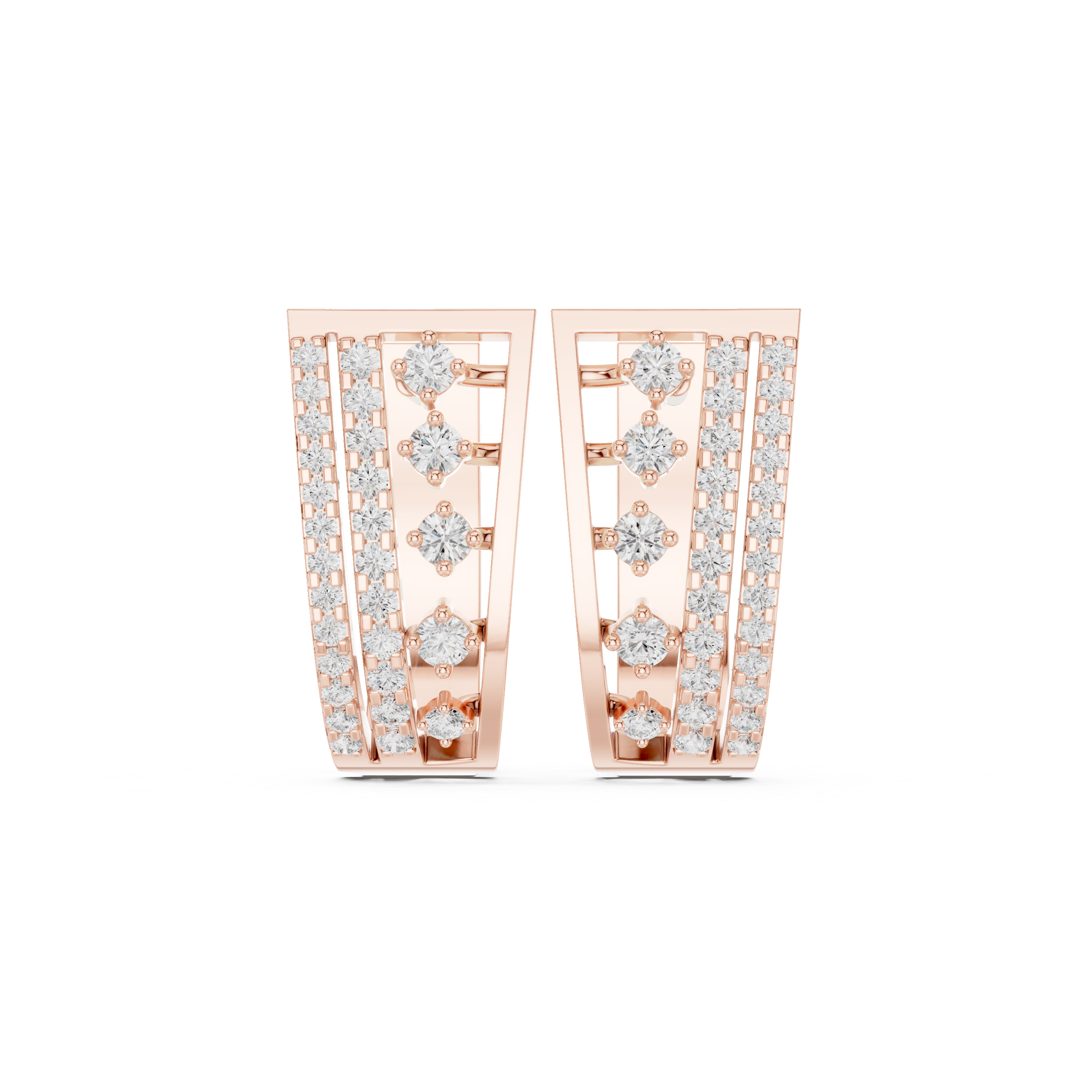 Diamond multi-row hoop earrings in gold by Signora Jewels