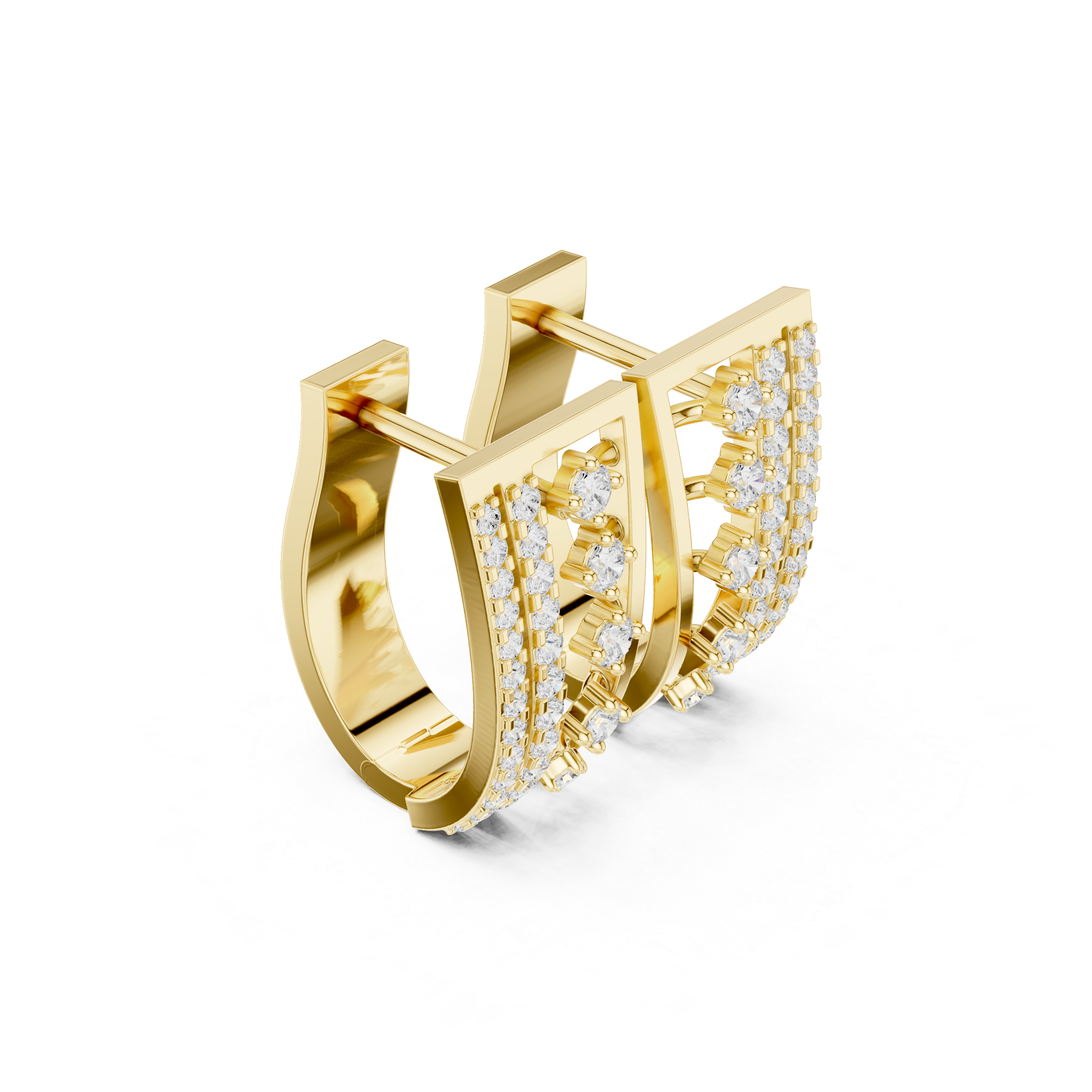 Diamond multi-row hoop earrings in gold by Signora Jewels