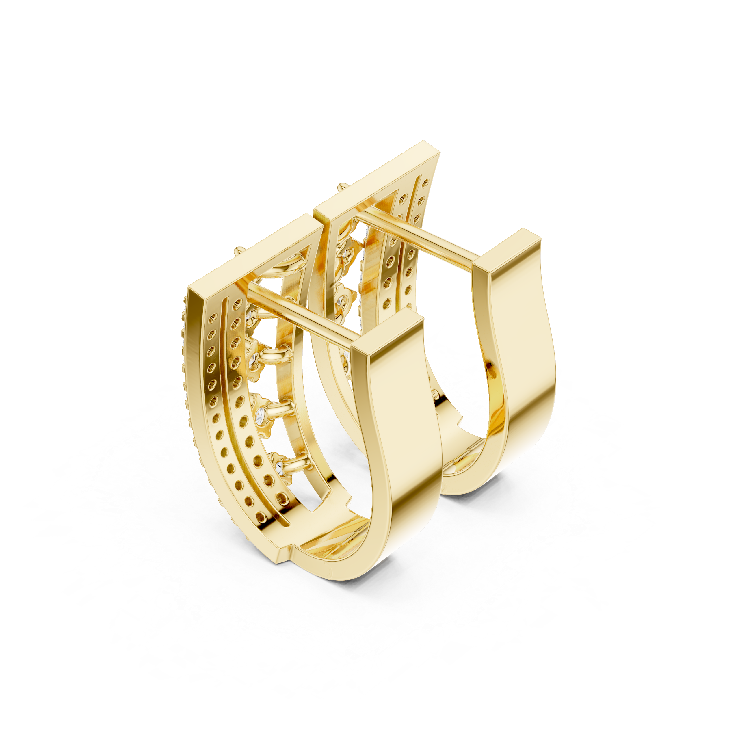 Diamond multi-row hoop earrings in gold by Signora Jewels