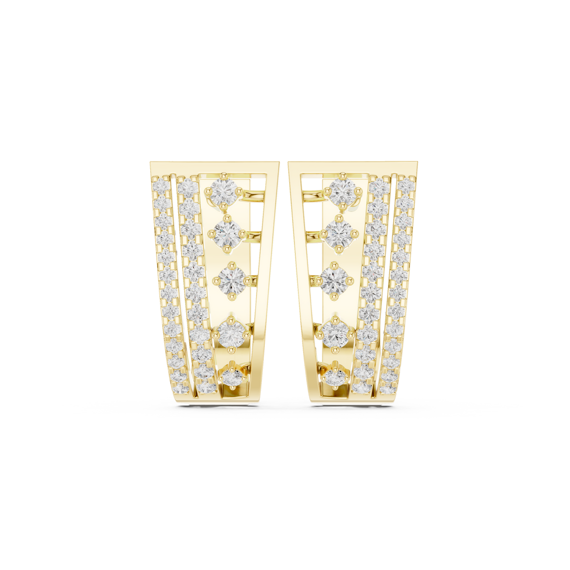 Diamond multi-row hoop earrings in gold by Signora Jewels
