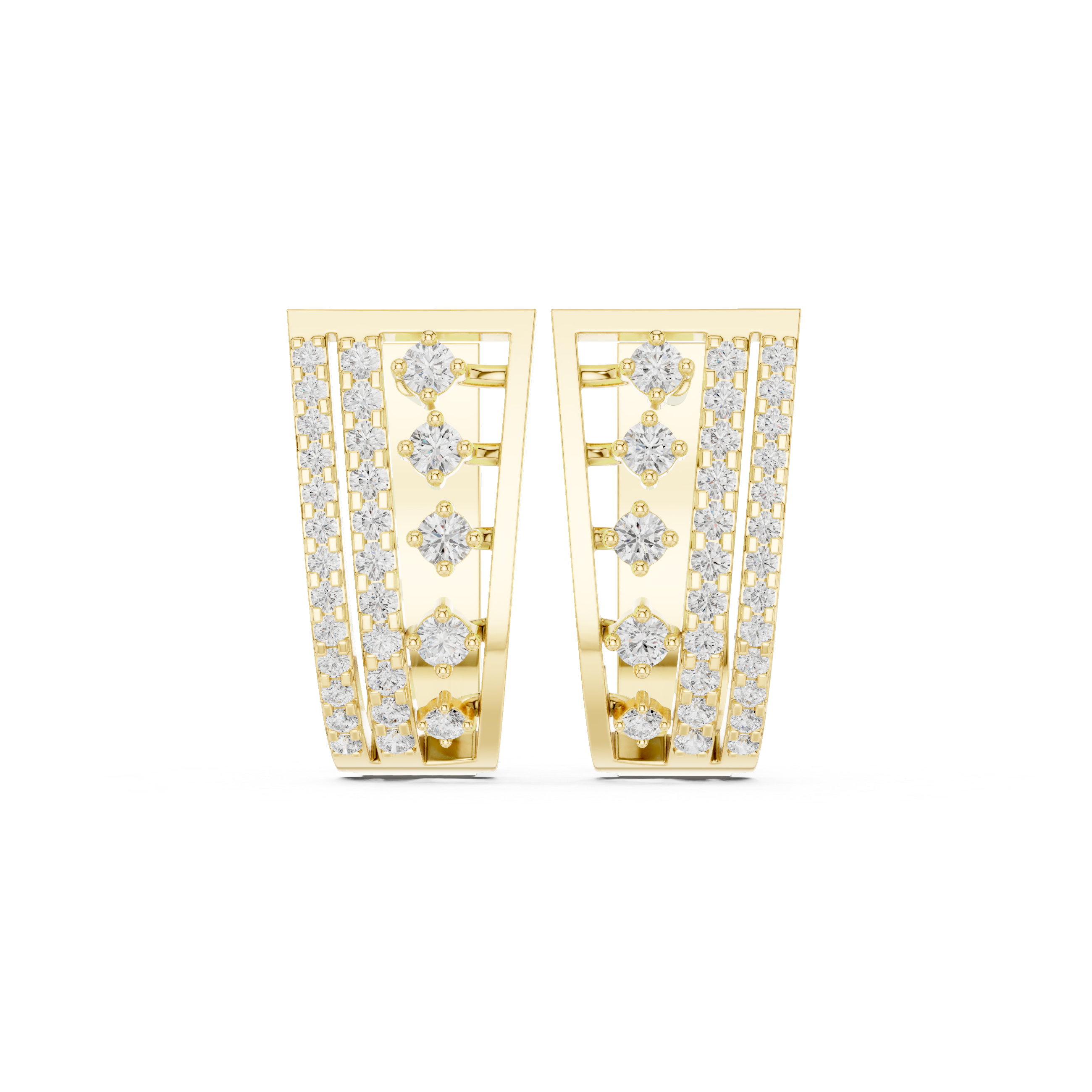 Diamond multi-row hoop earrings in gold by Signora Jewels
