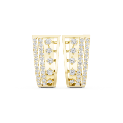 Front face of the yellow gold Radiant Cascade stud earrings