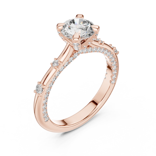 round crossover diamond engagement ring in rose gold
