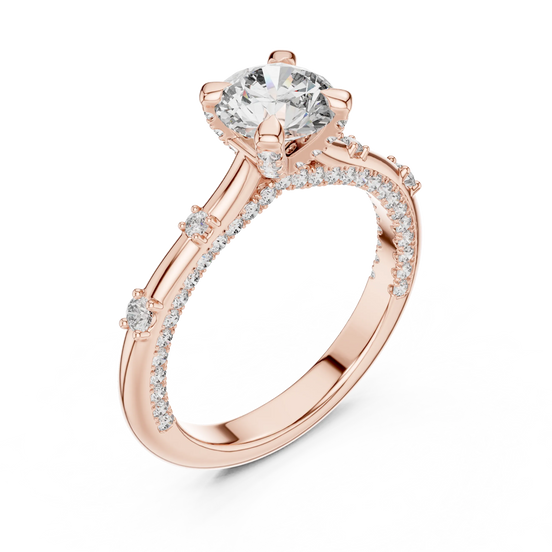 round crossover diamond engagement ring in rose gold
