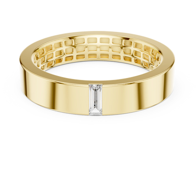 baguette diamond flush-set band in yellow gold
