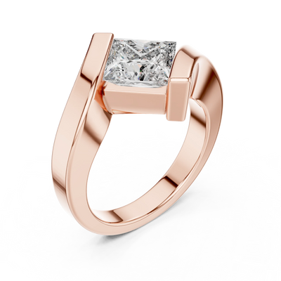 princess bezel bypass engagement ring in rose gold

