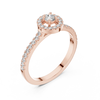 round open halo engagement ring in rose gold
