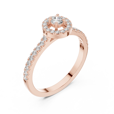 round open halo engagement ring in rose gold

