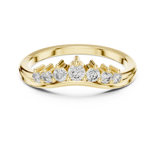 round graduated curved diamond ring in yellow gold
