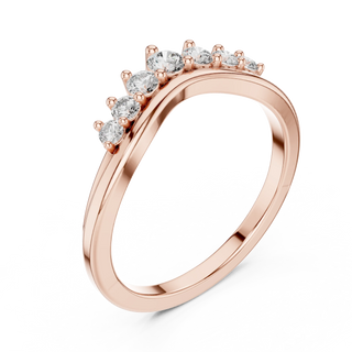 round graduated curved diamond ring in rose gold
