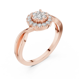 round floral cluster diamond ring in rose gold
