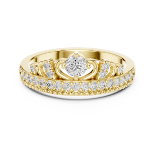 round crown pavé diamond ring in yellow gold
