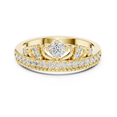 round crown pavé diamond ring in yellow gold
