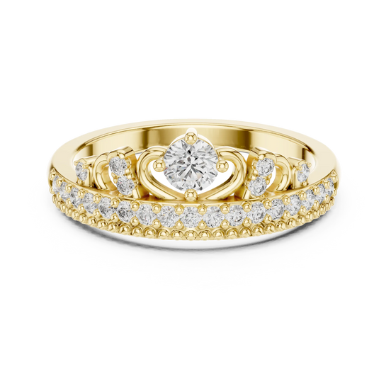 round crown pavé diamond ring in yellow gold
