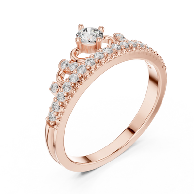 round crown pavé diamond ring in rose gold
