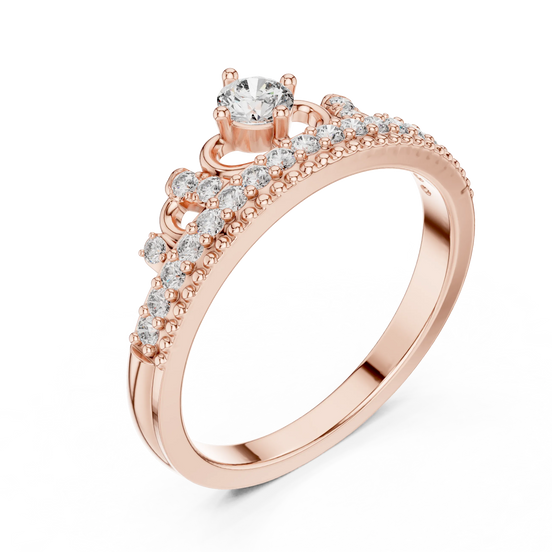 round crown pavé diamond ring in rose gold
