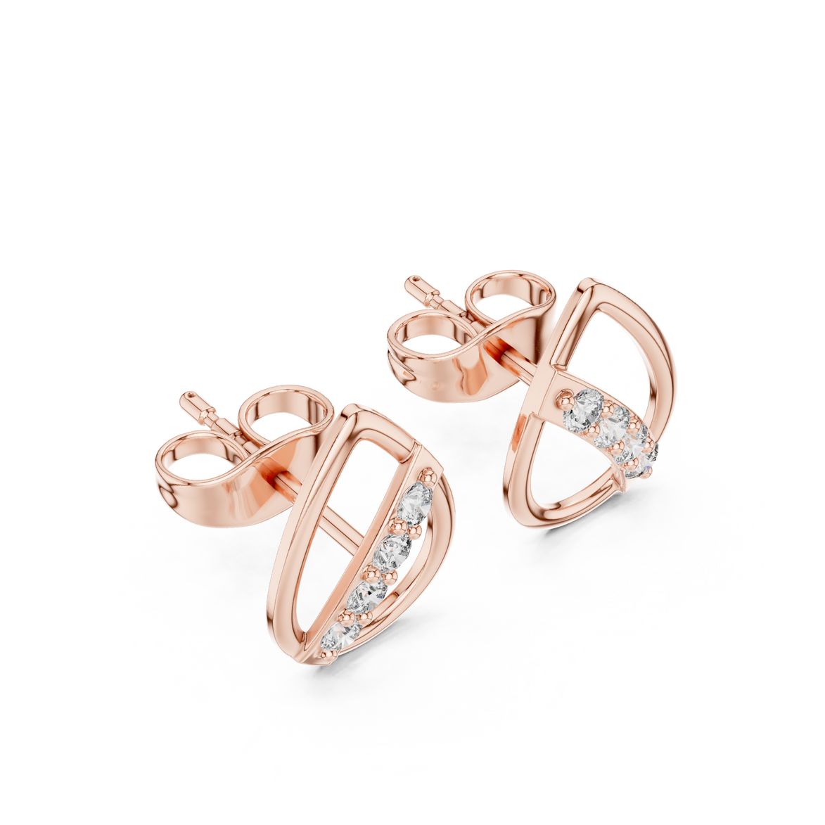 Diamond leaf teardrop stud earrings in gold by Signora Jewels